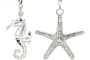TRACE ELLEMENTS 2-Piece Silver Starfish and Seahorse Ceiling Fan Pulls Set