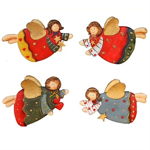 ZAAQ 4 Unids/Set Estilo nórdico Country Angel Nevera Imán Resina ...