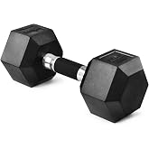 Yes4All Hex Dumbbells, Rubber Coated, Chrome Grip Hand Weights | Hex-Shaped with Ergonomic Chrome Handles Prevent Rolling and Provide a Secure Grip, Suitable for Home Gyms