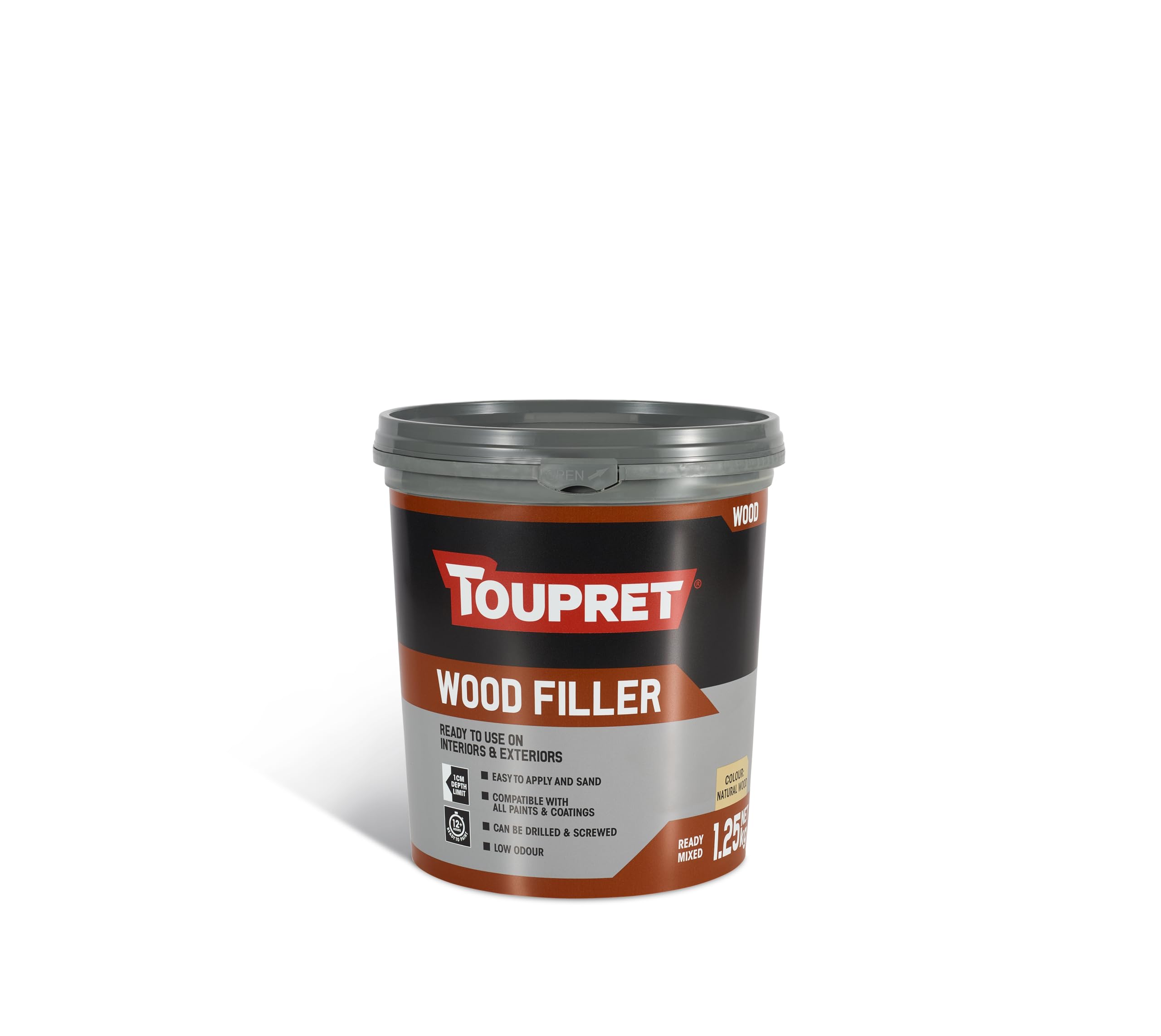 Toupret Wood Filler - Professional-Grade, Pre-Mixed Interior & Exterior Wood Repair Paste - Quick-Drying, Sandable, Paintable - Fills Cracks & Holes - Natural Wood - 1.25 kg