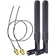 Bingfu Dual Band WiFi 2.4GHz 5-5.8GHz 8dBi RP-SMA Male Antenna & 25cm 9.8 inch to RP-SMA Female Extension Cable 2-Pack for M.