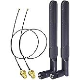 Bingfu Dual Band WiFi 2.4GHz 5-5.8GHz 8dBi RP-SMA Male Antenna & 25cm 9.8 inch to RP-SMA Female Extension Cable 2-Pack for M.