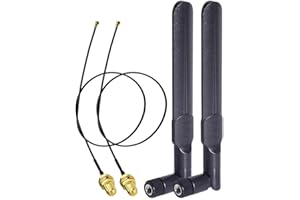 Bingfu Dual Band WiFi 2.4GHz 5-5.8GHz 8dBi RP-SMA Male Antenna & 25cm 9.8 inch to RP-SMA Female Extension Cable 2-Pack for M.