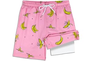 QRANSS Boys Swim Trunks with Compression Liner,No Mesh Anti-Chafing Comfy Swimming Trunks with Boxer Brief Liner,Size 6-20