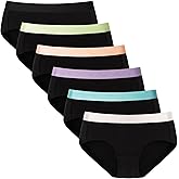 POPKOK Womens Underwear Soft Cotton Hipster Panties Mid Rise Briefs 6 Pack Regular and Plus Size