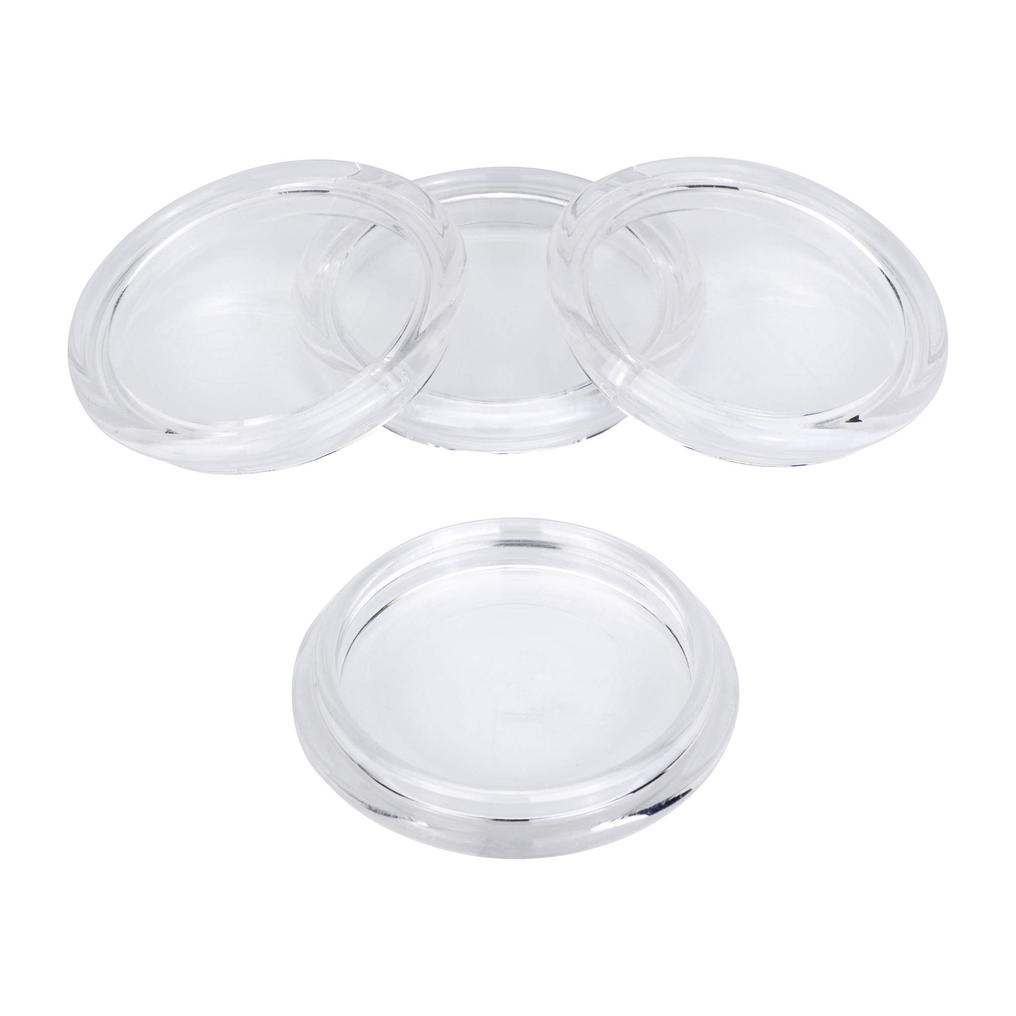 Set of 4 - Castor Cups (Caster Cups) – Floor Protection - Suitable for upto 55mm Wheel Diameter (Furniture, Appliances, etc) - Clear Colour