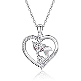TANGPOET Animal Heart Pendant Necklace Gifts for Women 925 Sterling Silver Jewelry Gifts for Animal Lover Birthday Christmas with 18"+2" Chain