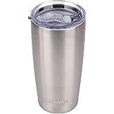 SUNWILL Travel Coffee Tumbler 20 oz, Stainless Steel Mug with Lid, Insulated Cup for Water, Tea, Hot and Cold Drinks, Silver