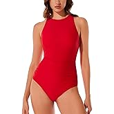 RXRXCOCO Women's Tummy Control One Piece Swimsuit Ruched High Neck Full Coverage 2026 Bathing Suit Swimwear