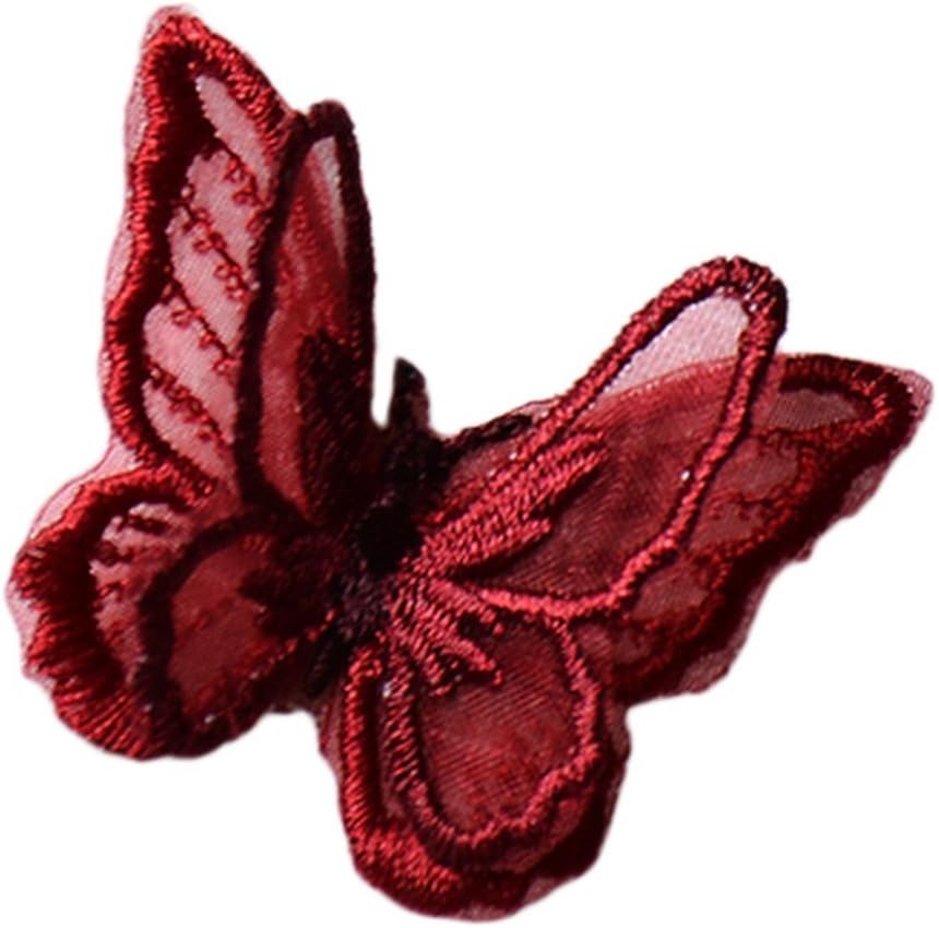 Nowbetter 1Pcs Embroidery Flower Iron on Patches Lace Embroidery Applique Cloth Sticker Badge Embroidered Fabric DIY Accessory Sewing Craft Clothes Decoration (Red)