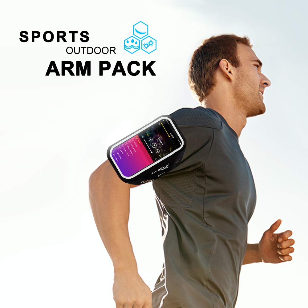 Guoguo Running Armband Case iPhone Xs Max/ 8/7,Samsung Galaxy S10/9/8,LG V30/40, Cell Phone Holder Adjustable & Skin-Friendly