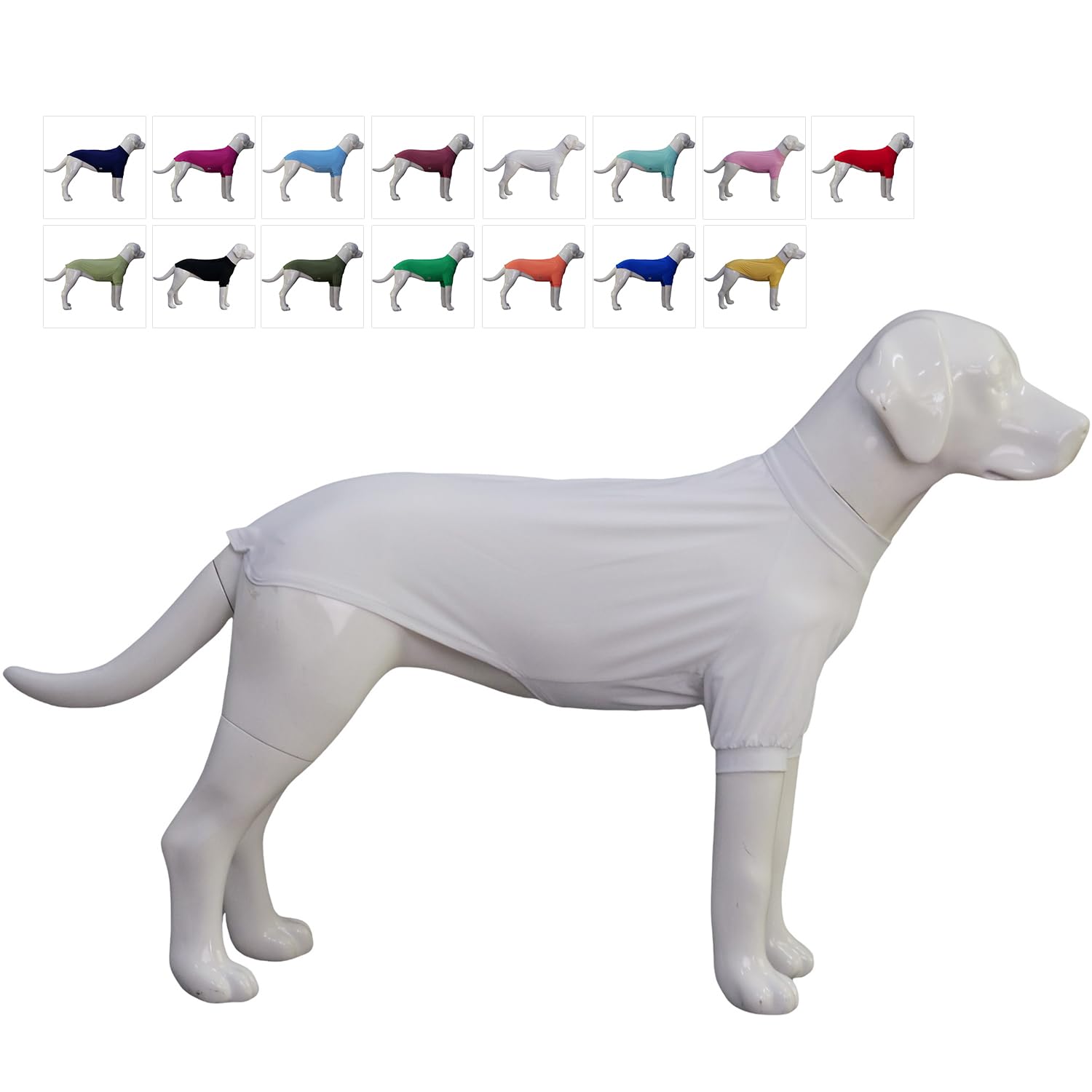 LoveLongLong Spring Summer Cooling Dog T-Shirt with UV Protection and Moisture-Wicking Fabric Blank Color White L