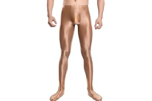 Ausing Men's Shiny Oily Tight Leggings Sport Glossy Skinny Pantyhose Elastic for Fitness Yoga Workout M-XXL