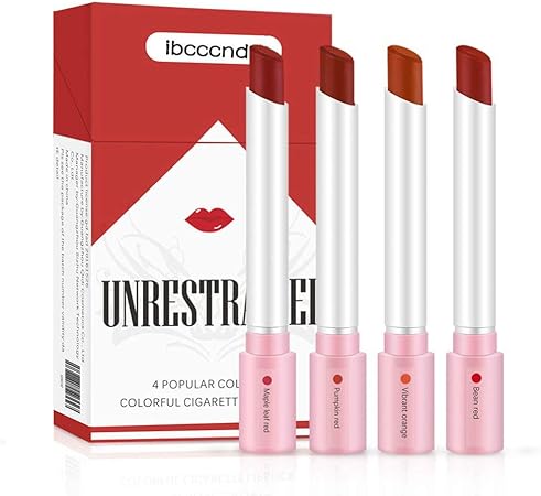 Amazon Kission 口紅 さんソフトマット口紅 ベルベットの口紅セット 着色が簡単 化粧口紅 4パック ミニシガレットケース口紅 タバコケース口紅 Kission 口紅 通販