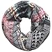 Lina & Lily Boho Elephant Print Women's Infinity Scarf Lightweight (White & Black & Red)