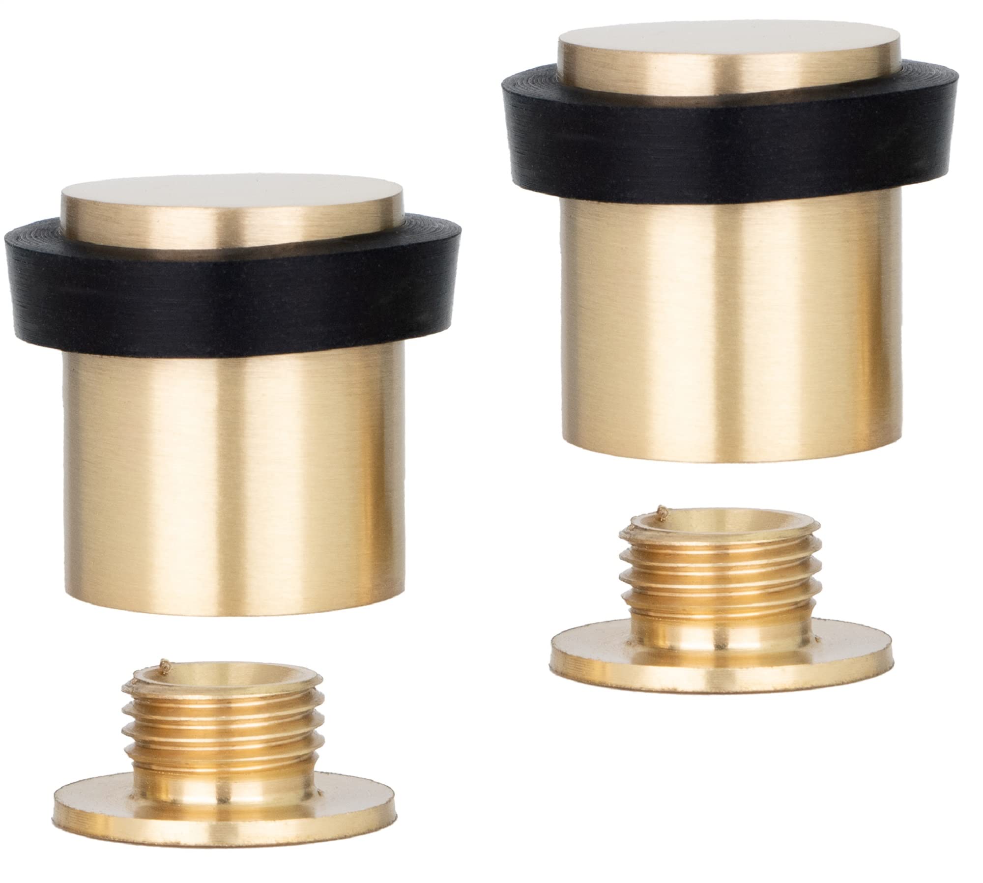 EVI | Pack 2X Door Stop | 20x25mm | Threaded Base | Natural Silicone Rubber | Matte Finished Brass | Includes Screw + Fastening Plug | Model I-180-CB