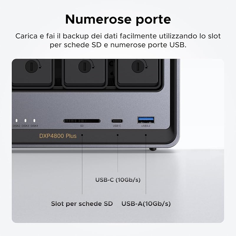 NASync DXP4800 Plus NAS 4 vani per famiglie e team (senza HDD)