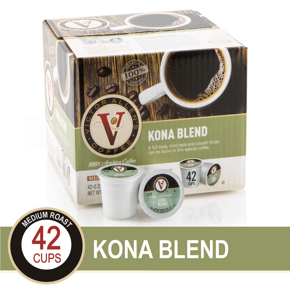 Kona Blend for K-Cup Keurig 2.0 Brewers, 42 Count, Victor Allen&rsquo;s Coffee Medium Roast Single Serve Coffee Pods