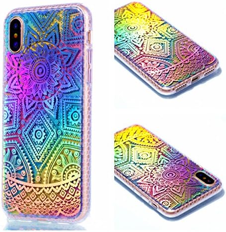 iPhone X Case, Gefee Ultra Slim Colorful Electroplating Crystal Clear Soft TPU Protective Case Cover for Apple iPhone X (Mandala)