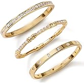 Pearich 14K Gold Filled Rings for Women, Dainty Stacking Rings for Women, Thin Gold Band Ring Plain Statement Ring Comfort Fit Size 6 to 11