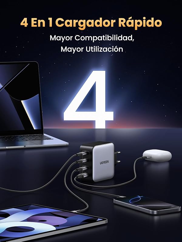Nexode 100W Cargador USB C Carga Rápida con 4 Puertos