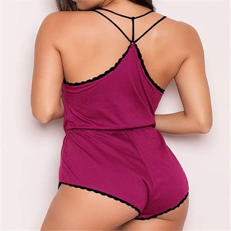 Amazon.com: Lace Up Spaghetti Strap Sleeveless Deep V-Neck Jumpsuit Bodysuit: Clothing