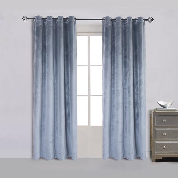 Amazon.com: Cherry Home Super Soft Luxury Velvet Stone Blue Blackout