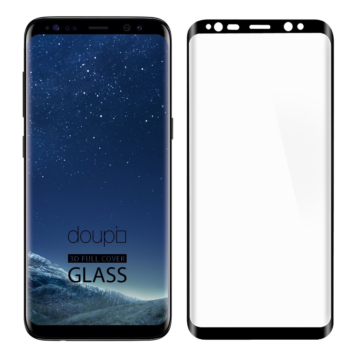 doupi FullCover Tempered Glass for Samsung Galaxy S8 Plus - Premium 9H HD Anti Scratch [3D Touch Supported] Screen Protector, black