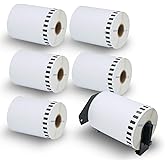 BETCKEY - Compatible Continuous Labels Replacement for Brother DK-2243 (4 in x 100 ft), Use with Brother QL Label Printers [6 Rolls + 1 Reusable Cartridge]