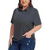 Idtswch Women's Plus Size Polo Shirts UPF 50+ Casual Work Quick Dry 3 Buttons Short Sleeve Collared Golf Shirt (XL-6XL)