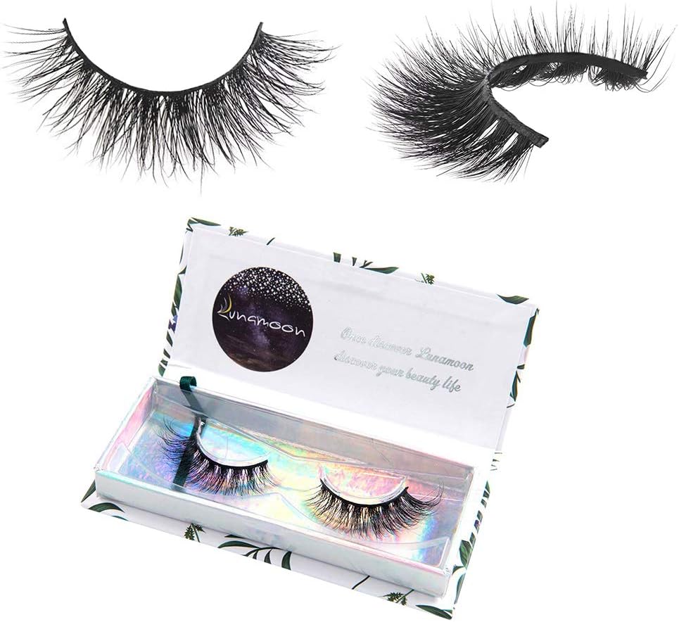 Lunamoon 3D Mink False Eyelashes Siberian Mink Fur Long Thick Hand-made Reusable Eyelashes Natural Look for Women’s Makeup 1 Pair Pack (Gloria)