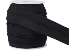 BENECREAT 10.94 Yards Black Knit Elastic Band, 1.57 Inch Wide Sewing Elastic Band with Drawstring Polyester Stretch Strap for