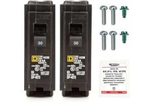 FalconSupply Genuine Square D HOM130 Circuit Breaker Kit Bundle (2 Pack), 30 Amp (30A) Single Pole, 120V, 10kAIC, UL Listed, Plug-On for Homeline Load Centers & Panel Box, New Replacement