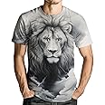 Liohans Mens Animal Lion 3D Printed T-Shirt Casual Short Sleeve Tee Shirt