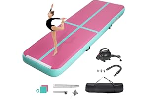 KIKILIVE Inflatable Gymnastics Air Tumbling Track Mat 10ft 13ft 16ft 20ft, Air Tumble Track Mat with Electric Air Pump for Home Use Training Cheerleading Yoga Water Beach Park