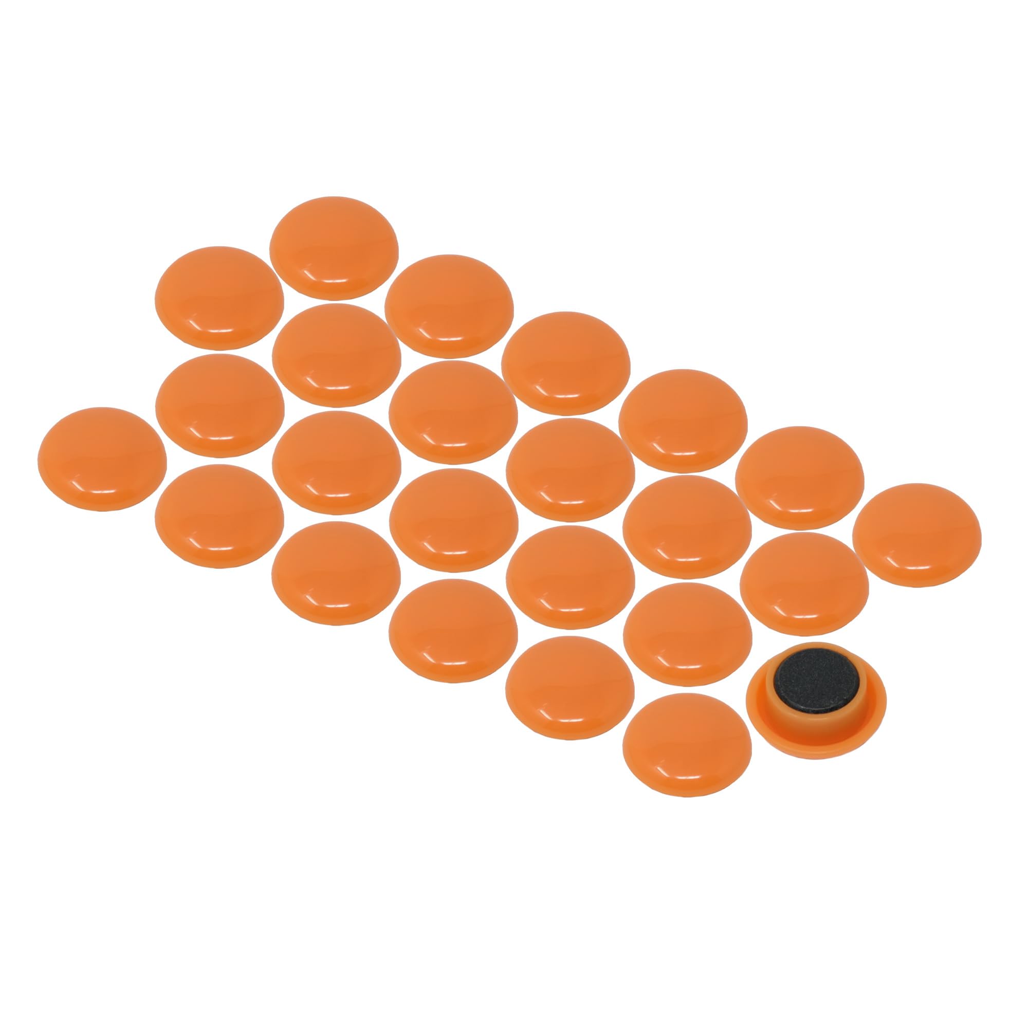 Medium Orange Planning Office Magnets for Fridge, Whiteboard, Noticeboard, Filing Cabinet - Pack of 12