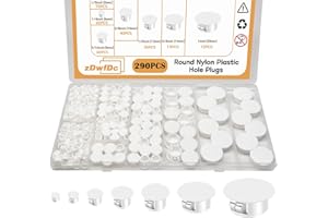 zDwfDc 290PCS 7 Sizes Plastic Plugs for Round Holes Nylon Plastic White Hole Plugs, 1" 3/4" 1/2" 3/8" 5/16" 1/4" 1/5" Hole Cover Snap Locking, Used for Plastic Furniture, Cabinet Furniture DD015-w