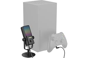 TONOR Gaming Microphone Compatible with Xbox, RGB Condenser Streaming Mic with 30H Battery Life, Low Noise, Monitoring, Gain 