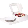 Moretoes 24 sets Cake Boxes 10 Inch, Cake Box with Cake Boards and Stickers,10x10x5 Disposable Bakery Boxes with Window for P