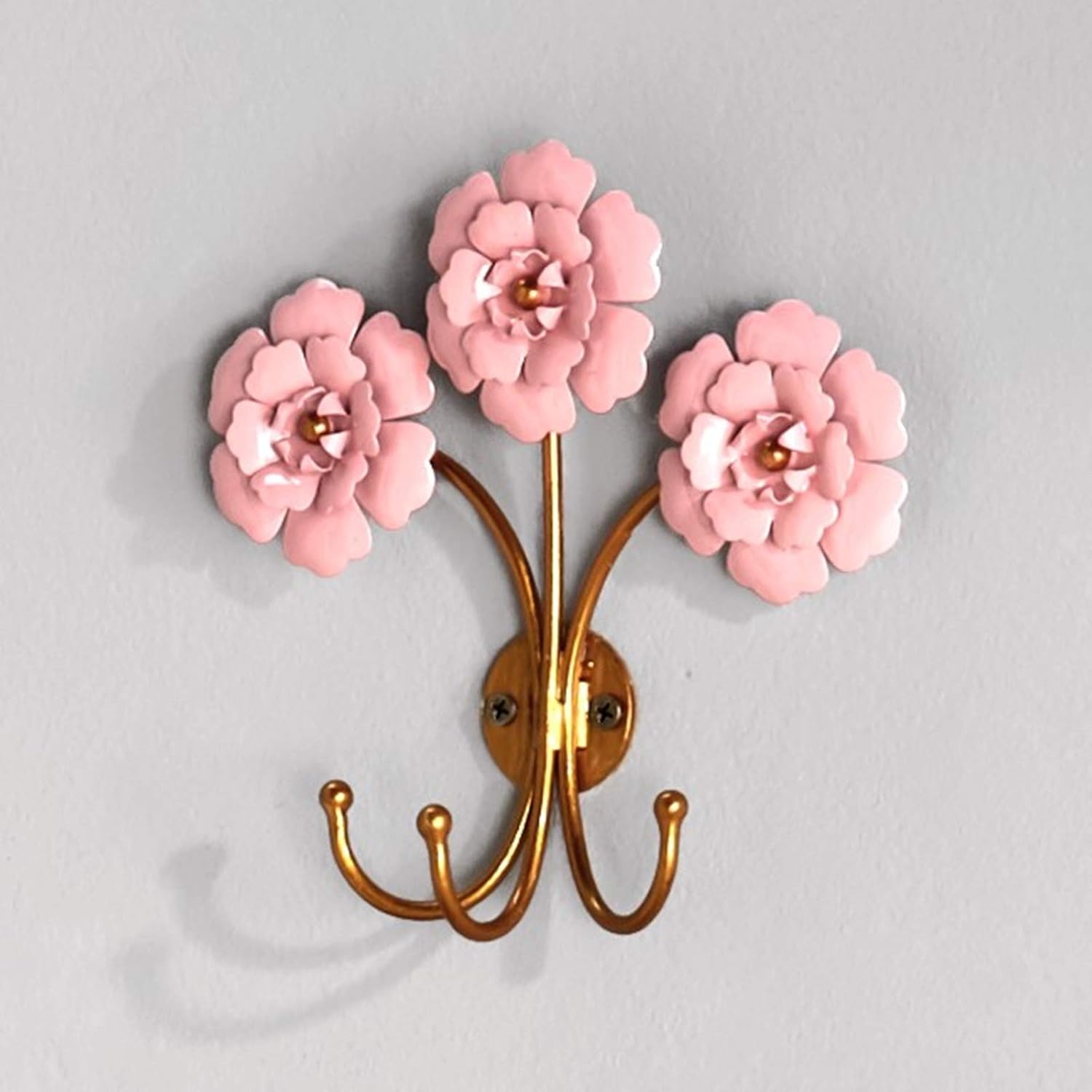 Briskly41 Iron Pink Wall Mounted Flower Hooks for Hanging Enamel Floral Home Accent