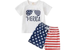 Tinypainter Toddler Boy 4th of July Outfit Short Sleeve T-shirt Top+American Flag Shorts Baby Boy Independence Day Clothes