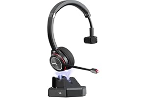 MAIRDI Bluetooth Headset with Microphone for PC, in-Built Bluetooth Dongle for Computer, Wireless Headset with Mic Mute for W