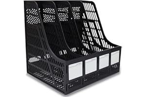SAYEEC Desk Magazine Holder File Organizer 4 Compartment Plastic File Holder File Dividers Folder Rack Sorter Document Cabine
