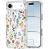 MOSNOVO for iPhone Air Case | Military Grade 6.6ft Drop Tested | Camera Control | Clear with Botanical Floral Design