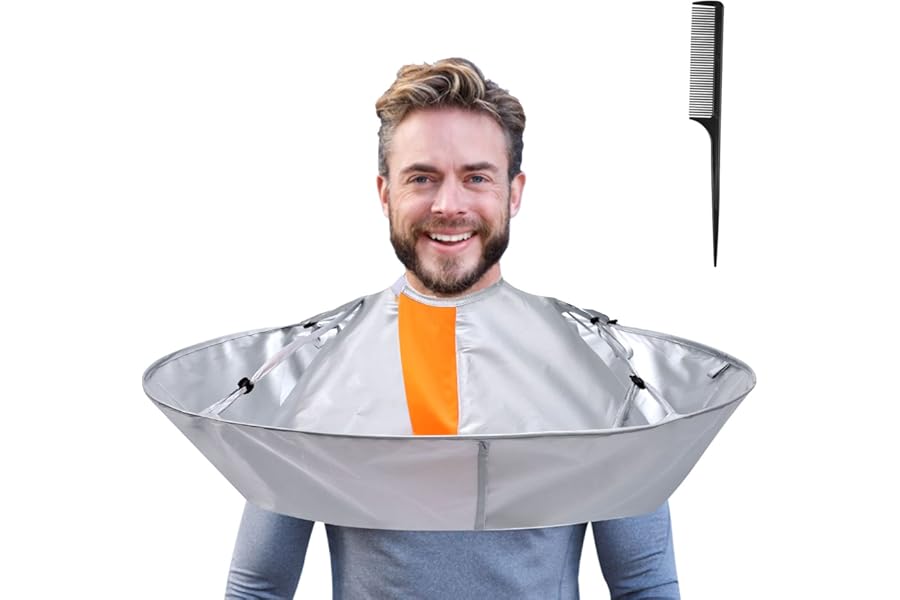 Lictin Hair Cutting Cape – Haircut Cape Umbrella Waterproof Hair Cloak Barber Cape Foldable Hairdressing Umbrella Cape Apron with 1PCS Black Comb