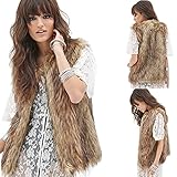 Dikoaina Womens Ladies Fashion Autumn and Winter Warm Short Faux Fur Vests Outwear Jacket