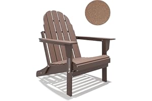 BUPPLEE Folding Adirondack Chair - Durable HDPE Poly Lumber All-Weather Resistant, Foldable Oversized Balcony Porch Patio Outdoor Chair for Lawn, Backyard, Deck, Garden, Camping - Easy Installation, Teak