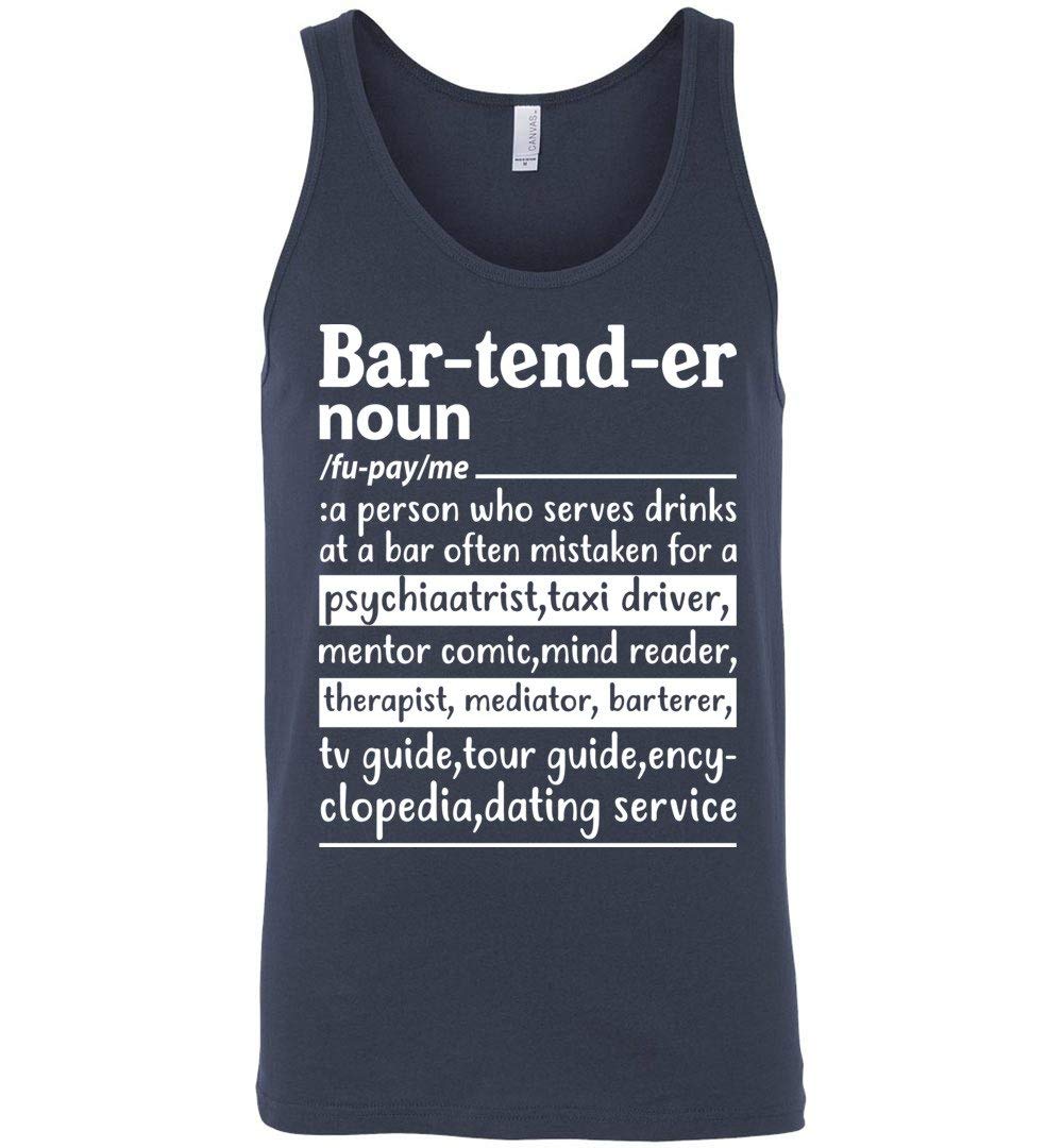 Bartender Who Serves Drinks At A Bar Funny Definition Unisex Tank Shirts