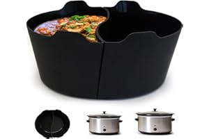 Magikichen Silicone Crock pot Liners,Slow Cooker Liners,6-7 Quart Oval Reusable Crock pot Divider Insert,BPA-Free, Dishwasher Safe 2 in1(Black)