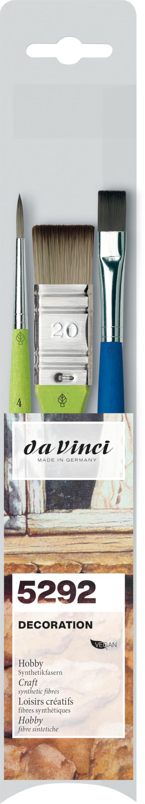 Da Vinci 5292 Home Deco 3 Brush Set for Craft, Hobby and Decorative Painting